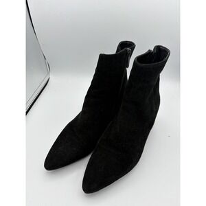 Aquatalia Boots Womens Size 10 Black Suede Ankle Wedge Booties Made In Italy